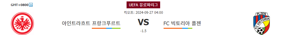 UEFA 유로파리그 2024-09-27 04:00 아인트라흐트 프랑크푸르트 vs FC 빅토리아 플젠: 뜨거운 공격력으로 승리를 노리는 프랑크푸르트