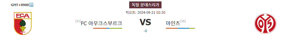 분데스리가 2024-09-21 02:30 FC 아우크스부르크 vs 마인츠: 홈팀의 승리를 예상하는 이유