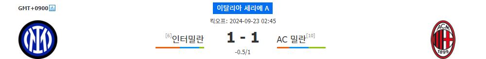 2024-09-23 인터밀란 vs AC 밀란, 밀라노 더비 승자는 누구?