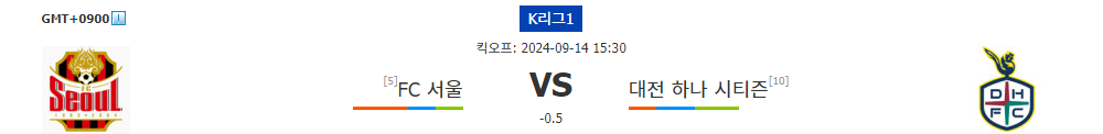 K리그1 2024-09-14 15:30 FC 서울 vs 대전 하나 시티즌: 홈 강세 서울, 승리 노릴까?