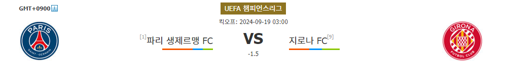 UEFA 챔피언스리그 2024-09-19 03:00 파리 생제르맹 FC vs 지로나 FC: 챔피언의 위용을 보여줄 시간