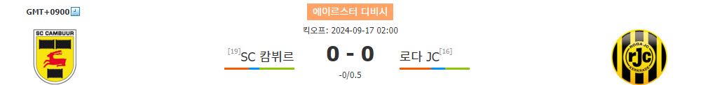 에이르스터 디비시 2024-09-17 02:00 SC 캄뷔르 vs 로다 JC: 승부의 향방을 가르는 싸움