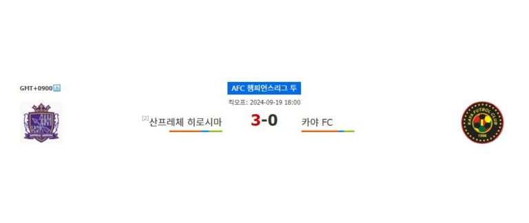 AFC 챔피언스리그 분석: 산프레체 히로시마 vs 카야 FC, 홈팀의 승리가 예상되는 이유