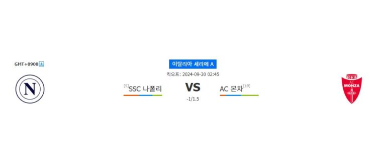 이탈리아 세리에 A, SSC 나폴리 vs AC 몬차: 압도적인 나폴리의 승리가 예상되는 이유