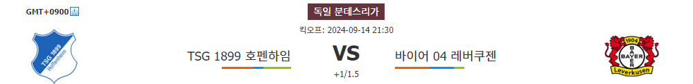 분데스리가 2024-09-14 21:30 호펜하임 vs 레버쿠젠: 승리의 깃발은 누구에게?