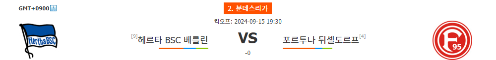 분데스리가 2024-09-15 헤르타 BSC 베를린 vs 포르투나 뒤셀도르프: 뜨거운 공격력 대결, 승리의 주인공은?