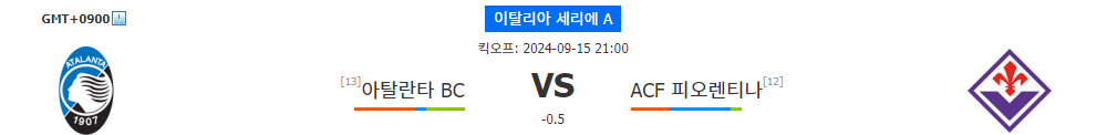 이탈리아 세리에 A, 아탈란타 vs 피오렌티나: 홈팀의 승리 가능성 높아