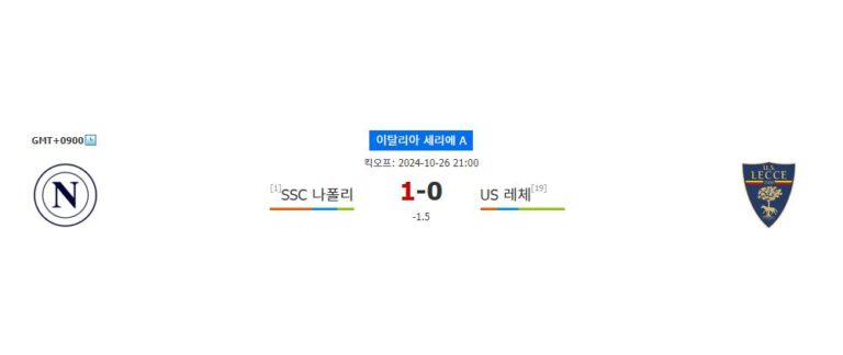 【메이저경기분석】세리에 A 2024-10-26: 나폴리 vs 레체, 홈팀의 압도적인 승리 예상