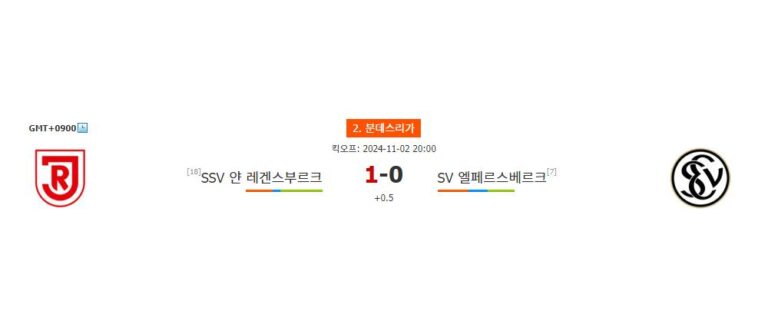 【안전놀이터추천분석】분데스리가 2024-11-02 20:00 SSV 얀 레겐스부르크 vs SV 엘페르스베르크: 승리의 향방은?