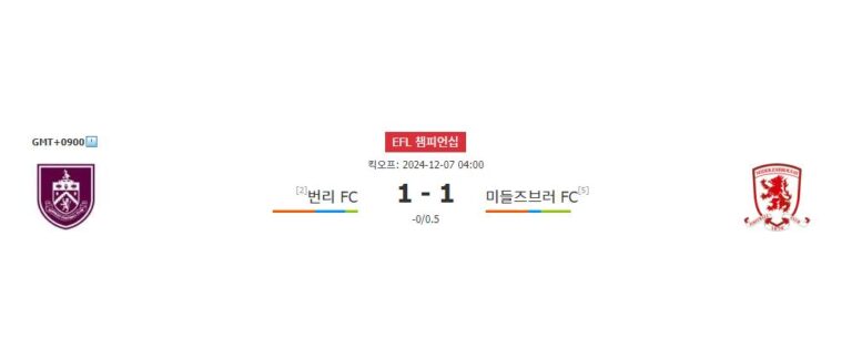 【프로토픽】번리 vs 미들즈브러 EFL 챔피언십 분석: 승리의 향방은?