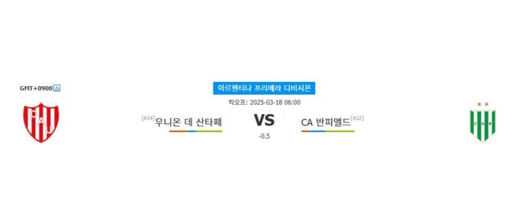 【스포츠팁팁 분석】아르헨티나 프리메라 디비시온: 우니온 데 산타페 vs CA 반피엘드 – 승리의 향방을 가르는 격돌