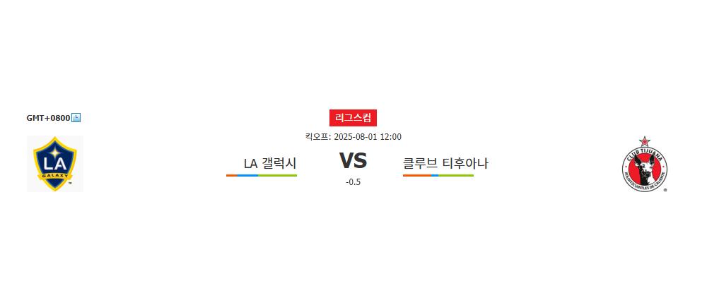 LA 갤럭시 | 클루브 티후아나 | 2025-08-01 12:00:00 | 리그스컵 | 스포츠분석