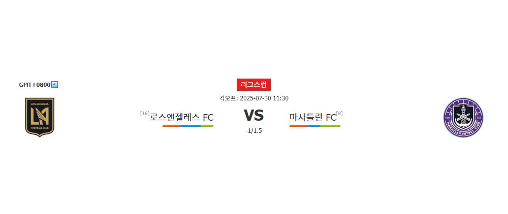 로스앤젤레스 FC | 마사틀란 FC | 2025-07-30 11:30:00 | 리그스컵 | 스포츠분석